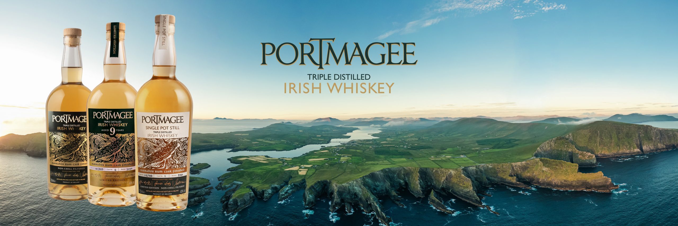 Portmagee Whiskey is one or the very best Irish Whiskeys. Limited Single Cask release, Triple Distilled, No added colour,single cask married, Barbados Rum Cask Finished Irish Whiskey from Portmagee Irish Whiskey.
